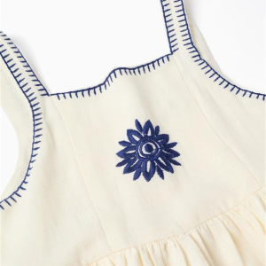 VESTIDO LINO FLORES AZULES